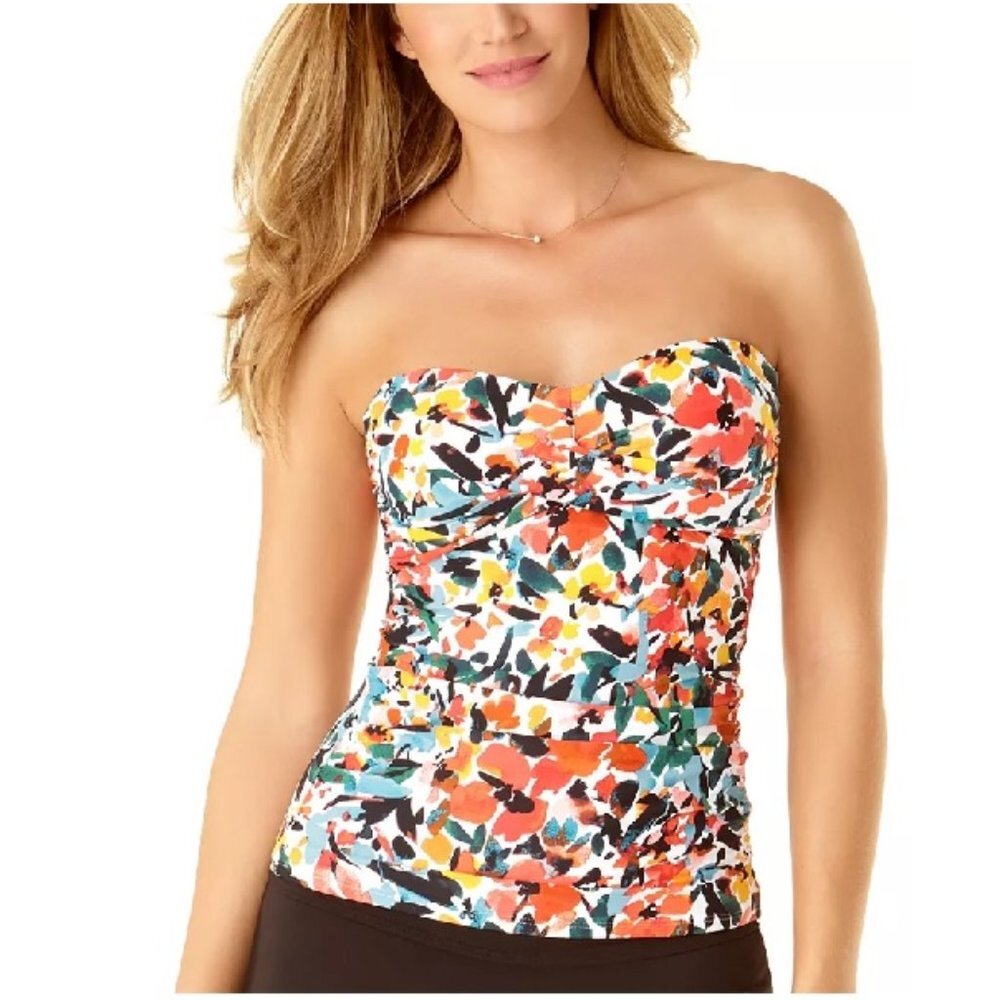 Anne Cole Sunset Floral Twist-Front Tankini Top